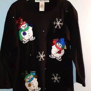 Victoria Jones Black Sz S/M Vintage Holiday Top